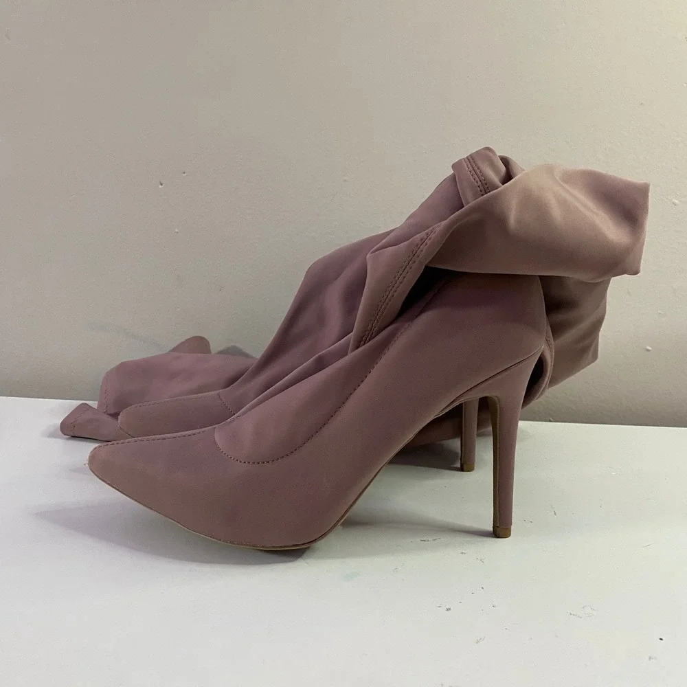 Over‎ The Knee Sock Boots Womens 10 Mauve Stiletto Stretch